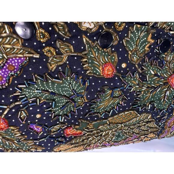 Vintage Beaded Batik Vest Boho Festival Statement Layering Top Fall Holiday - Picture 2 of 5